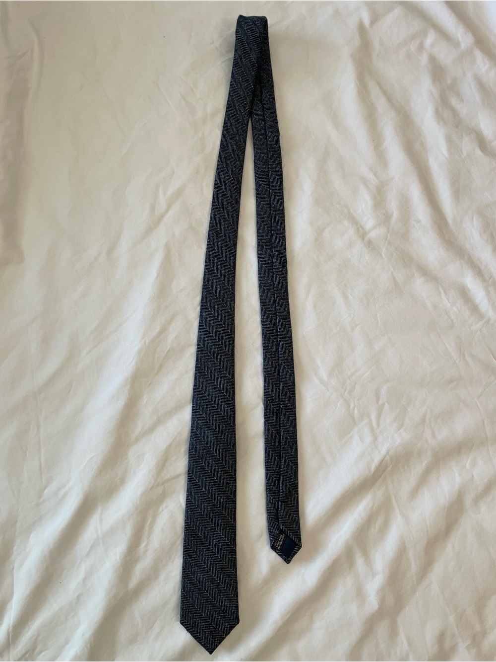 The Tie Bar Herringbone Men's Tie in Dark Gray - Picture 3 of 6